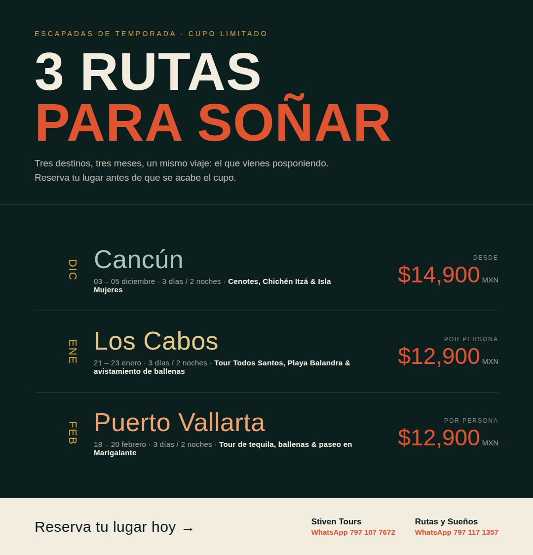 3 Rutas para soñar